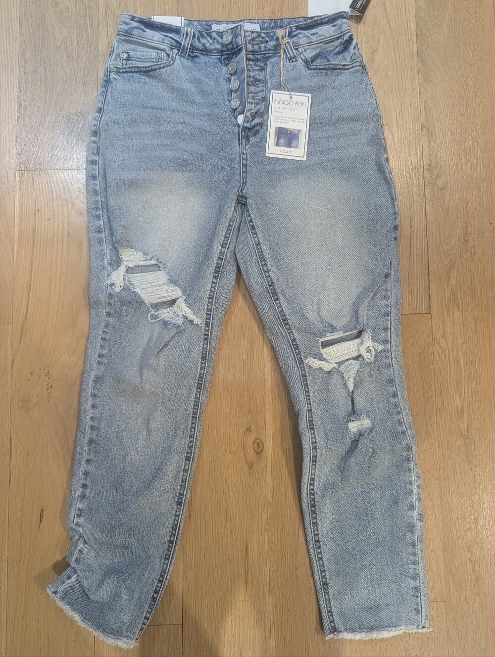 Nwt Indigo Rein Light Blue Ripped Mom Fit Jeans